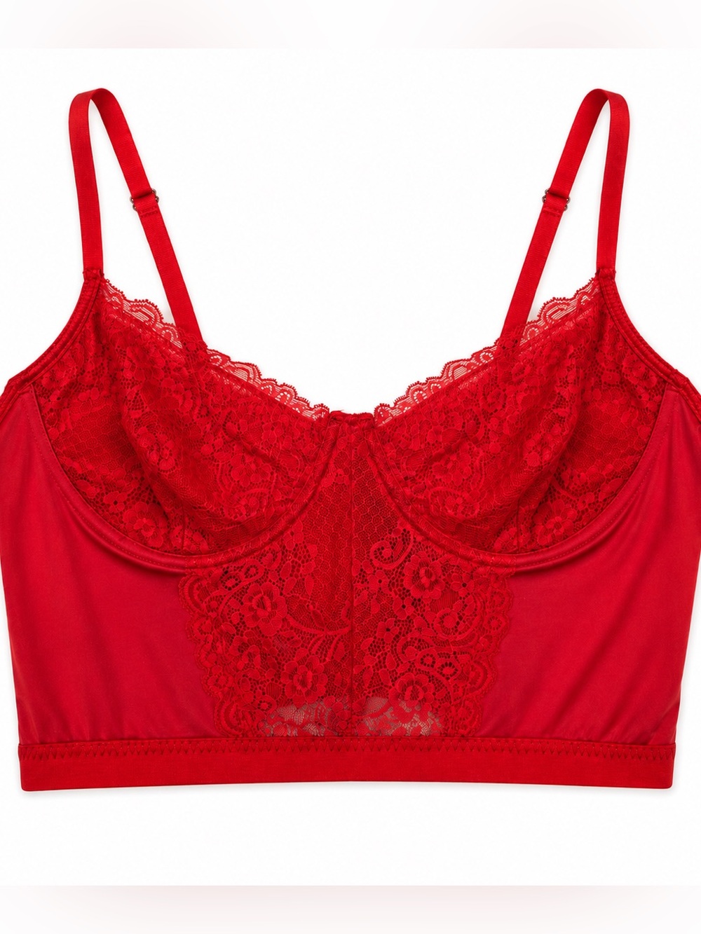 Lace-Front Red Bralette Tank with Adjustable Straps